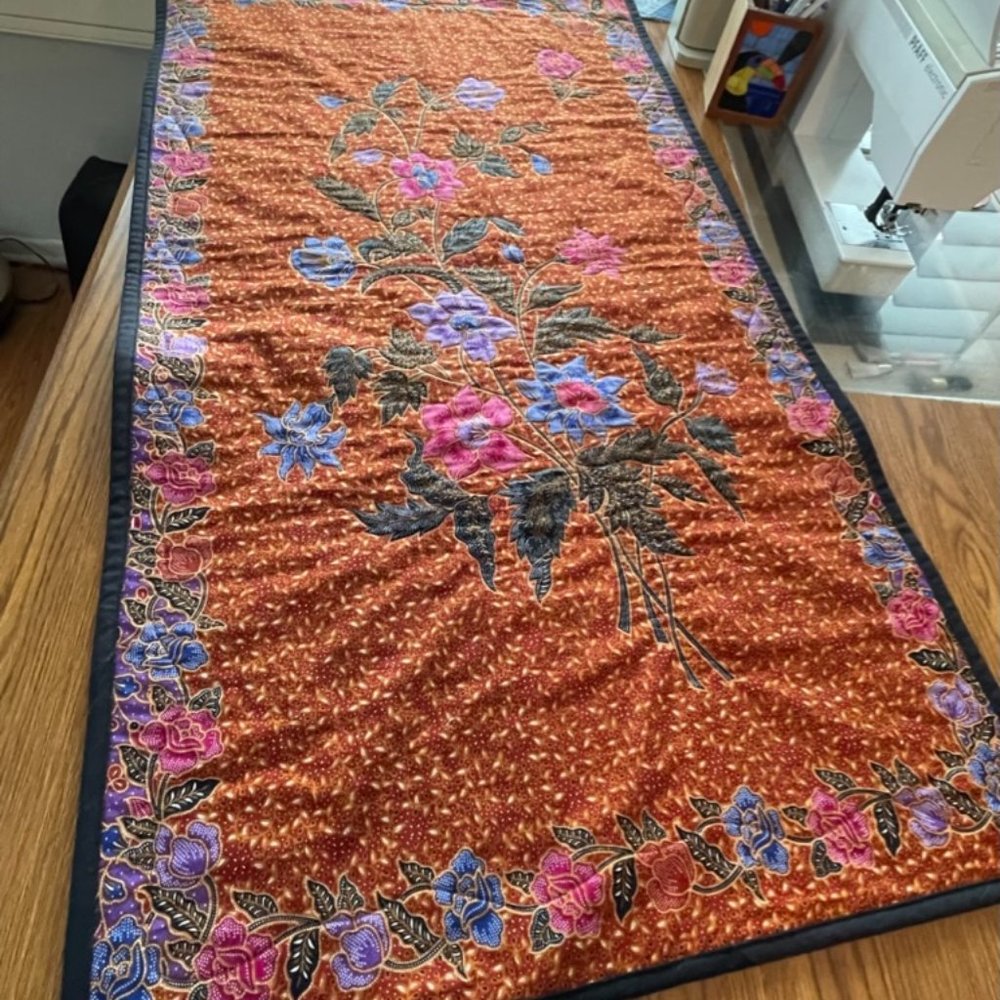 Bali floral panel quilt wall hanging